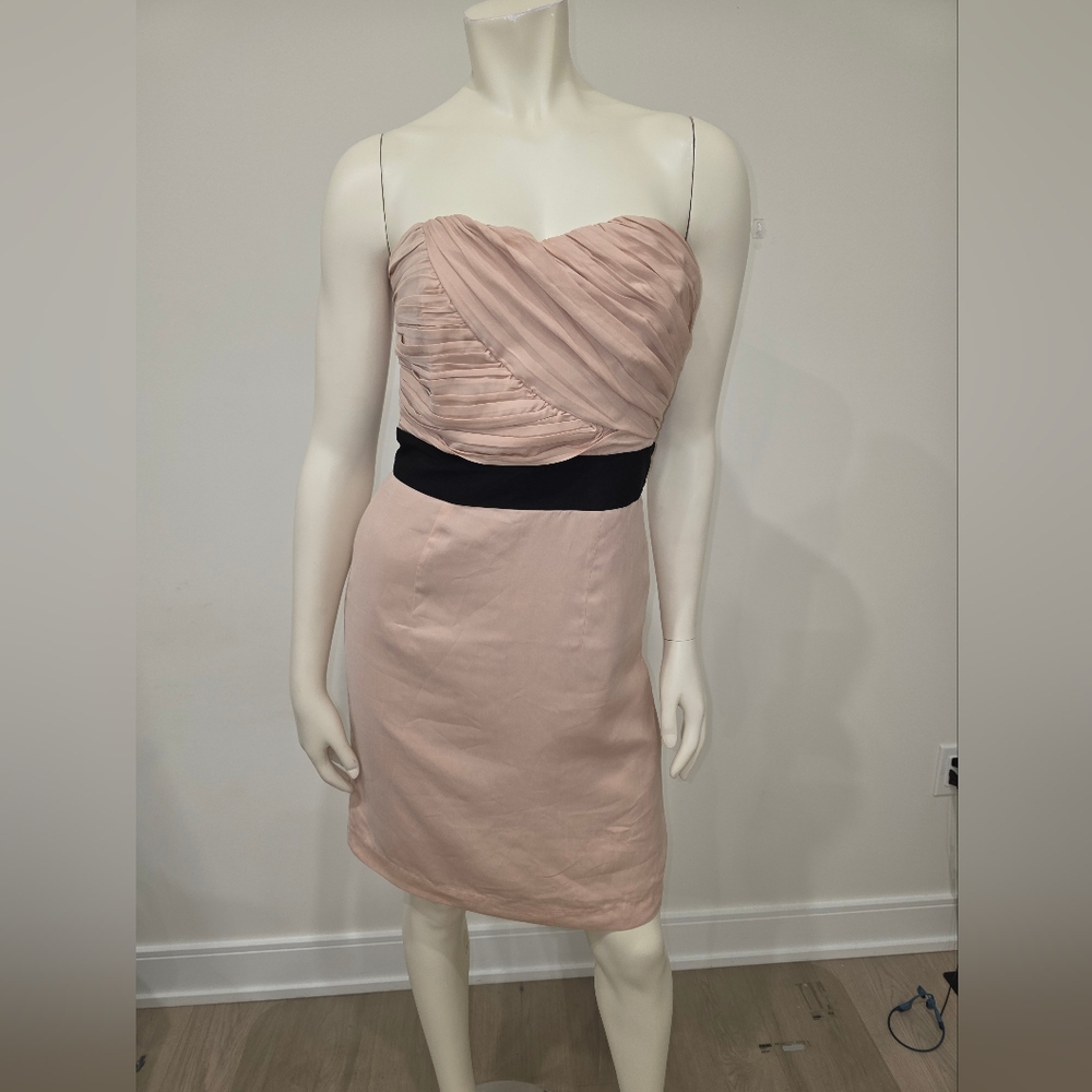 H&M Dusty Pink Satin Corset Draped strapless Mini dress US 6